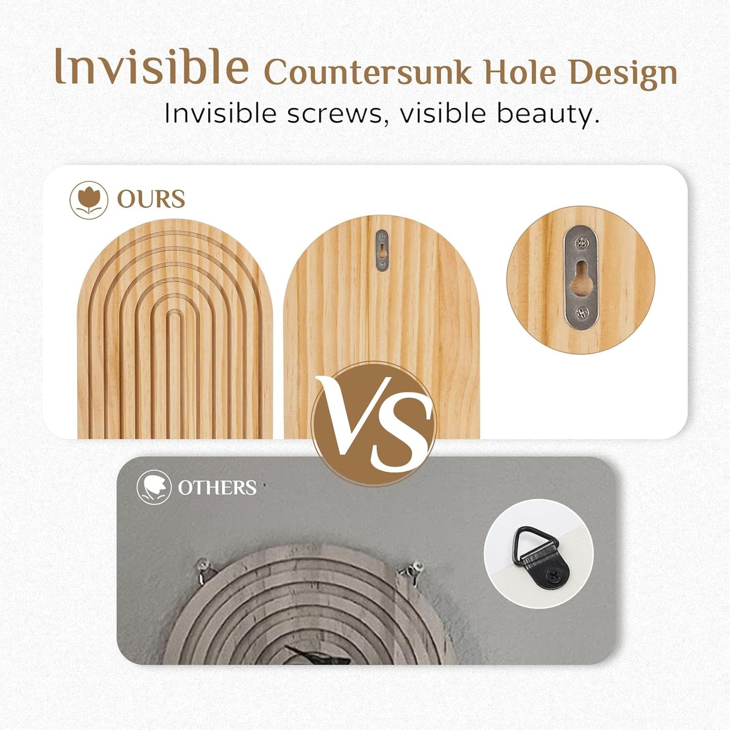 Boho Wall Decor Set of Two - Natural Modern Minimalist Mid Century Wall Candle Holder for Living Room - Wood Bohemian Decor for Bathroom Nursery Bedroom